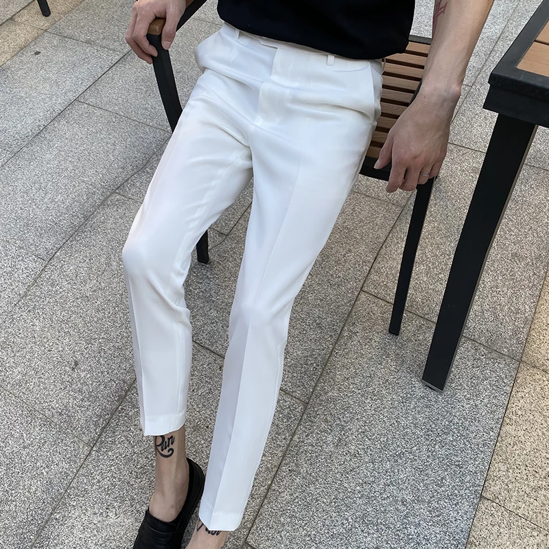 

N&B Men Dress Pants Slim Fit Mens White Dress Pants Formal Business Trousers 2020 Male Ankle-Length Pant Classic Suit Pant XK10