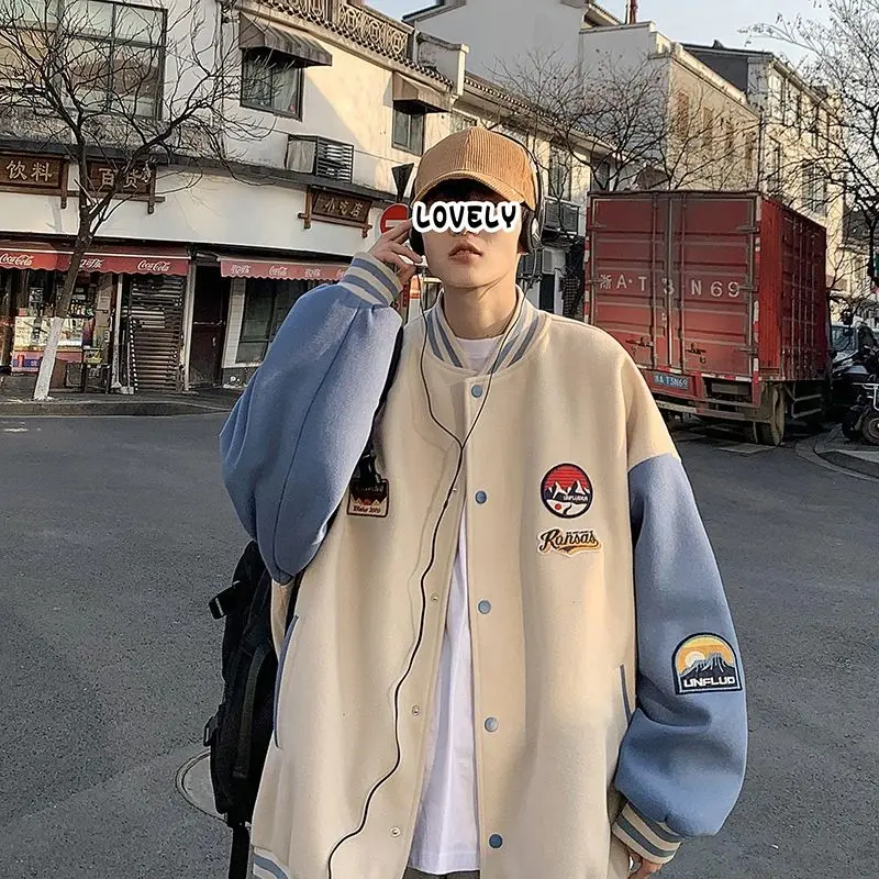 

Male and female loose salt baseball suit Hong Kong style casual Joker coat