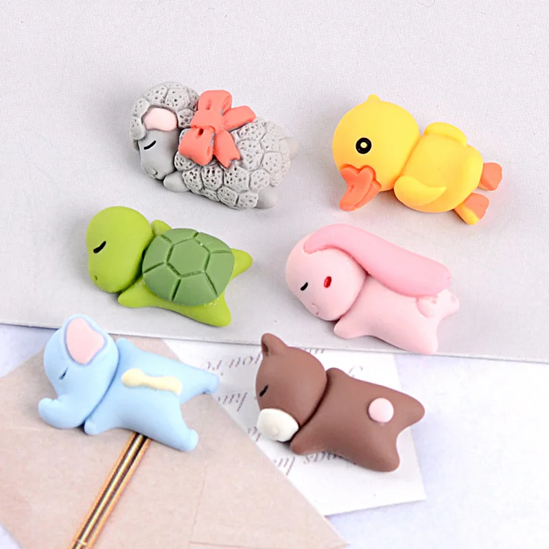 

10pcs/lot Resin Cartoon Sleeping Small Animal Cream Mobile Phone Case Accessories DIY Hairpin Brooch Making Materials Wholesale