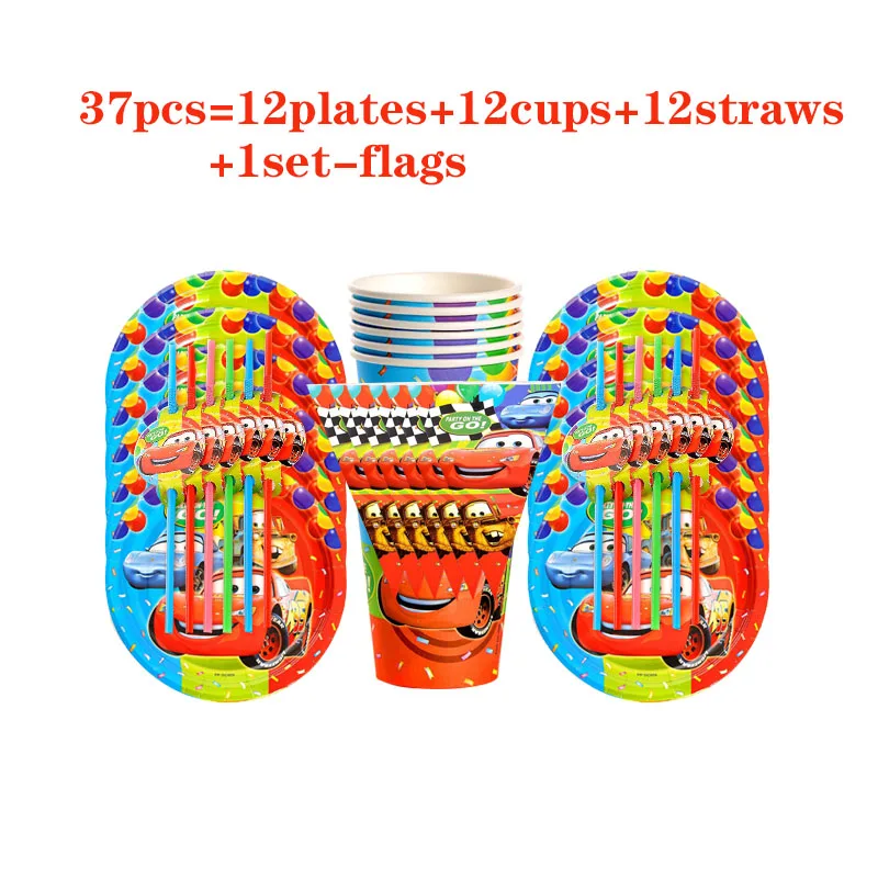 Cartoon Disney Cars Lightning Mcqueen Theme Birthday Party Supplies Cup Plate Napkin Decoration Baby Shower Boys Kids Toy Supply