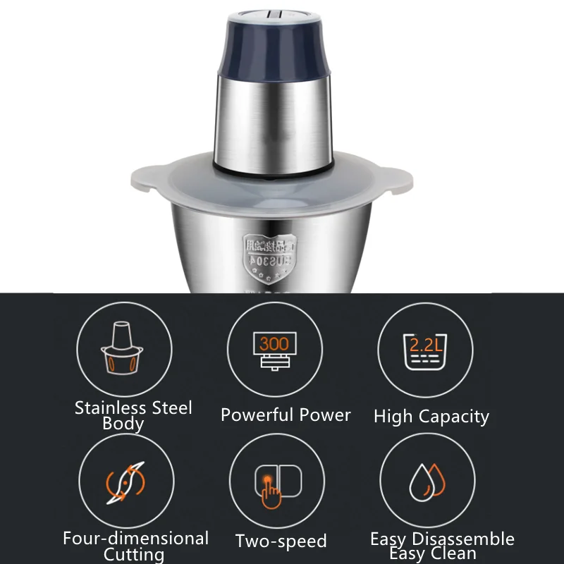 electric chopper 2 speed 300w stainless steel meat grinder automatic mincing machine household food processor kitchen applianc free global shipping