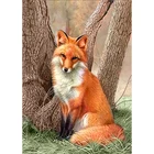 Круглая Алмазная 5D картина сделай сам, животное, лиса, вышивка крестиком стразы, живопись, украшение мебели, подарки ручной работы