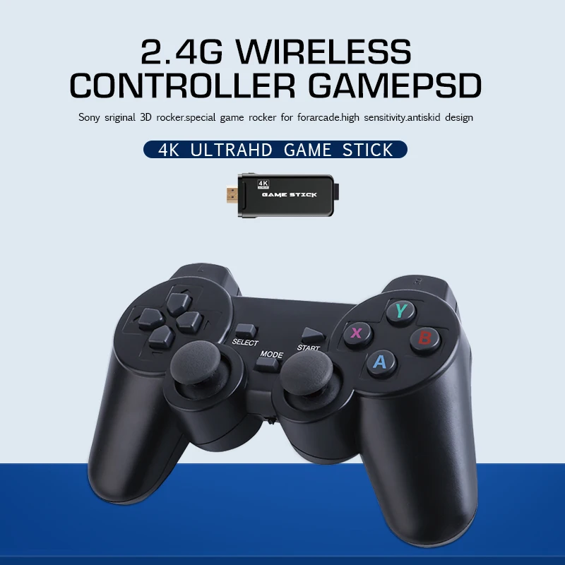 Игровая консоль Data Frog Y3 4K в стиле ретро с 2 4G беспроводными геймпадами 64G 10000 + игры
