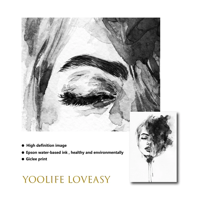 Красота иллюстрация печать акварель модный плакат черно-белая стена искусство