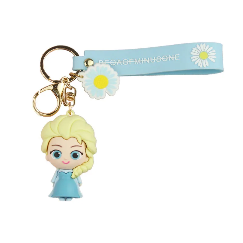 

Disney Silicone Cute Cartoon Daisy Princess Series Girl Car Key Chains Mermaid Snow White Bag Pendant New Frozen Doll Keychain