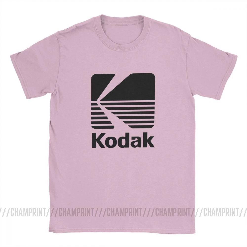 Розовый Kodak фотография логотип футболка для мужчин камера фильм ретро короткий рукав Винтаж Футболка с круглым вырезом хлопковая одежда дизайнерские футболки - Цвет: Розовый