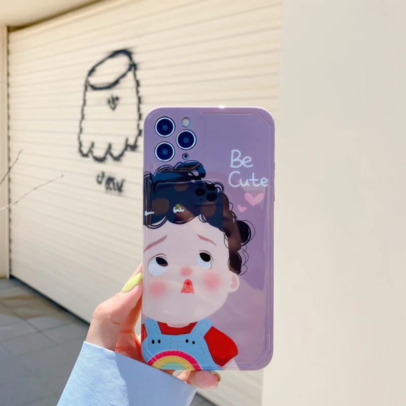 

Cute curly hair baby silicone phone case for iPhone11 12Pro Max mini X XR XS XSMax 8 7PluS anti-fall protective back cover
