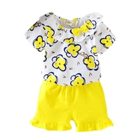 summer childrens clothing cute baby girls casual printing shirts shorts 2pcssets toddler fashion cotton kids clothes suits