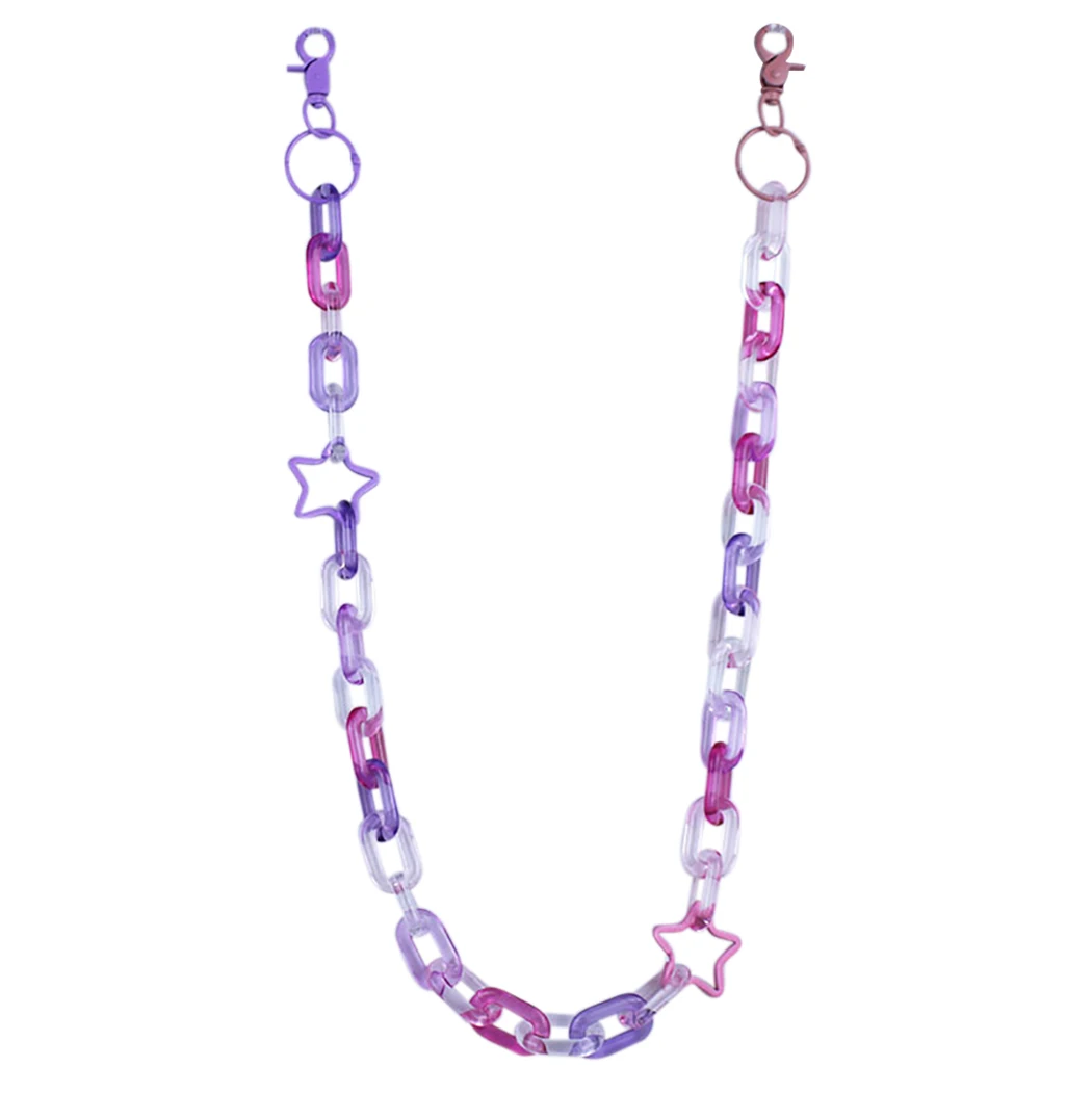 

Fashion Hollow Out Star Pendant Plastic Punk Hip Hop Trendy Single Layer Key Chain Waist Pants Chain Jeans Clothing Accessories