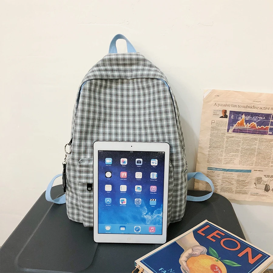

New Fashion Lattice Women Backpack Waterproof Nylon Backpack Female Schoolbag for Teenage Girls Travel Bag Mochila