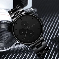 full black steel watches men business stainless steel band wrist watch male clocks relogio masculino reloj montre hombre homme