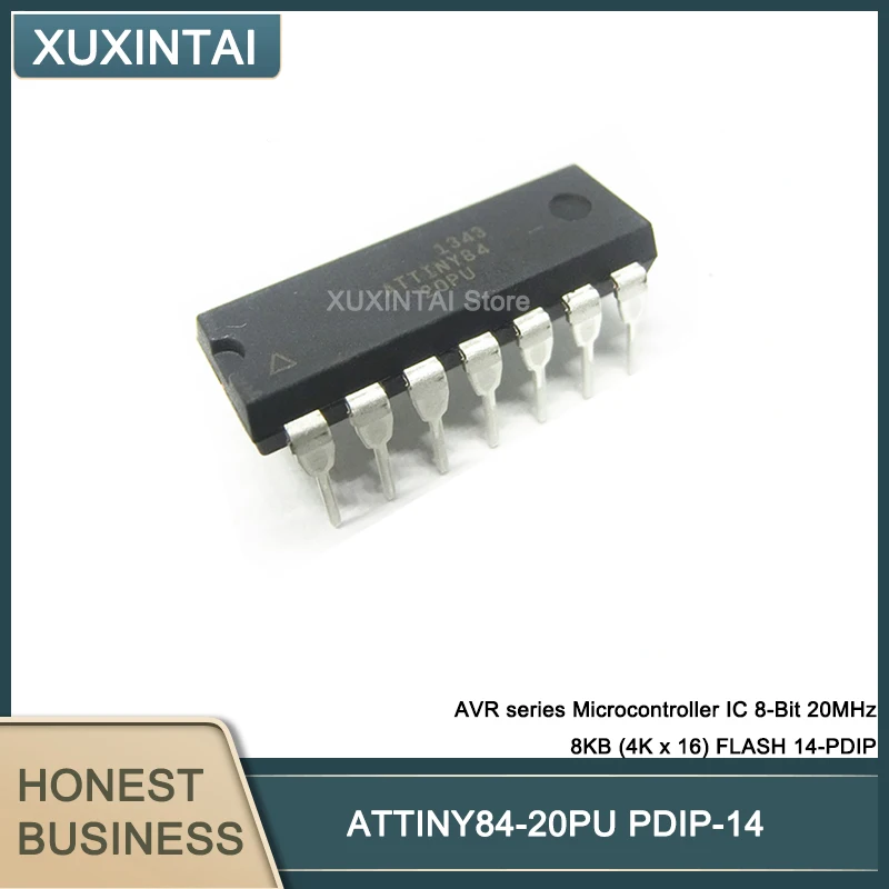 

10 шт./лот ATTINY84-20PU ATTINY84 AVR series микроконтроллер IC 8-Bit 20MHz 8KB (4K x 16) FLASH 14-PDIP