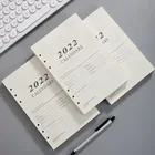 Календарь на английском языке 2022, страница с 6 отверстиями, календарь А5 со свободными листьями, эффективный ручной блокнот, страница, студенческие офисные принадлежности, офисный блокнот