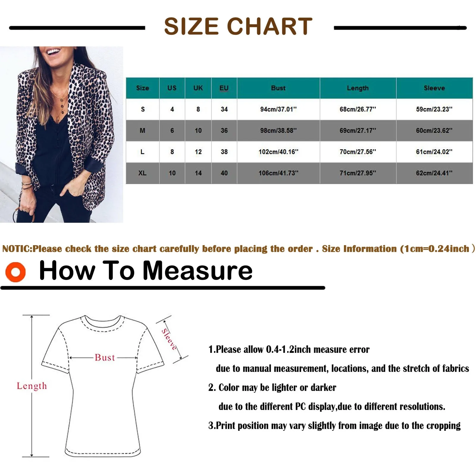 

Fashion Women's Leopard And Snake Printed Office Lady Lapel Slim Fit Open Front Cardigan Suit Coat Blazer Outerwear Casaco#g3