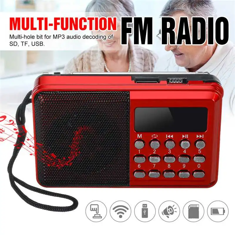 Лучшая цена Портативный радио портативный цифровой FM USB TF MP3 плеер радиоприемник DC 5V 0.5A Динамик зарядка через usb кабель