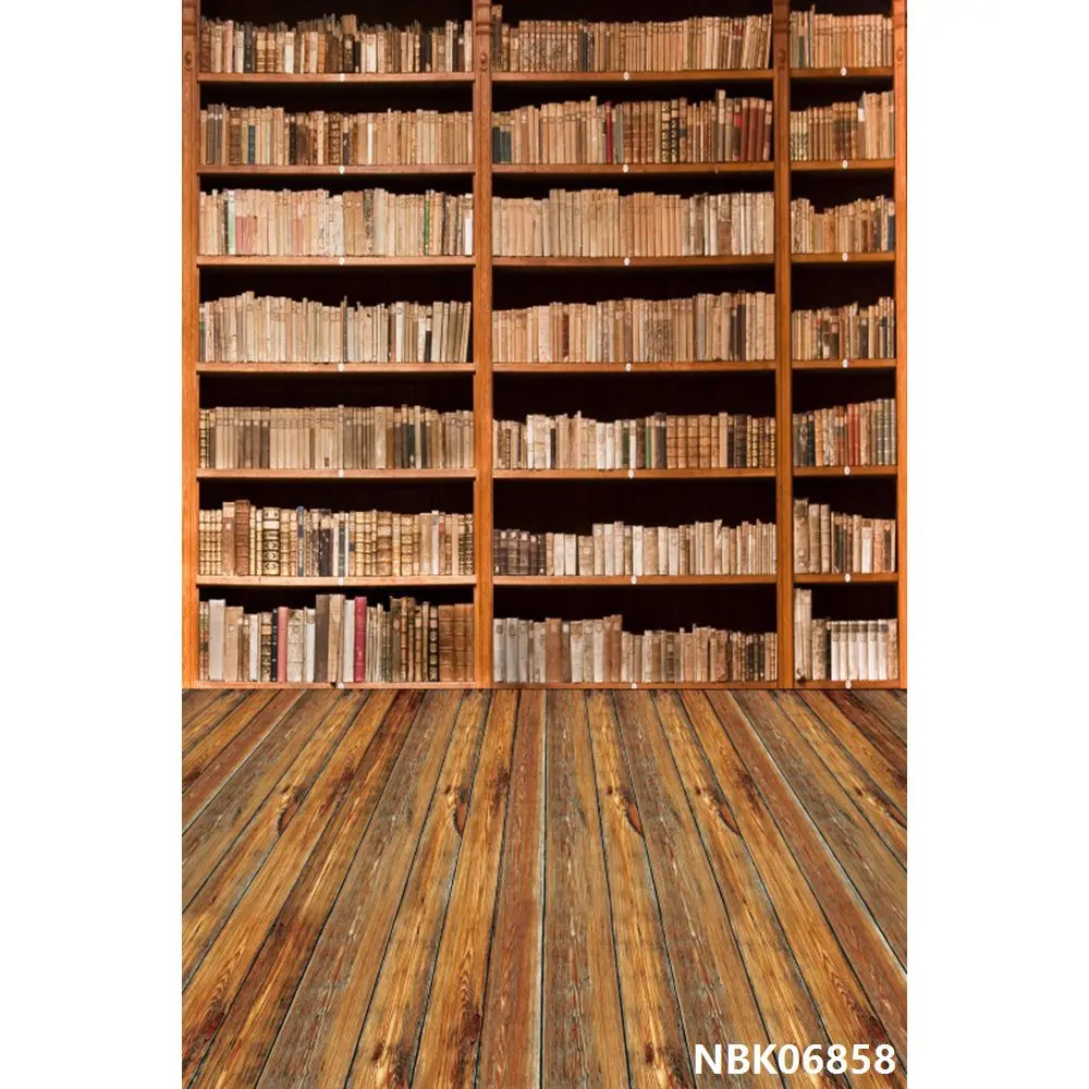 Laeacco детская библиотека деревянный пол старая книжная полка книга фотографии фоны индивидуальные фотографические фоны для фотостудии - Цвет: NBK06858