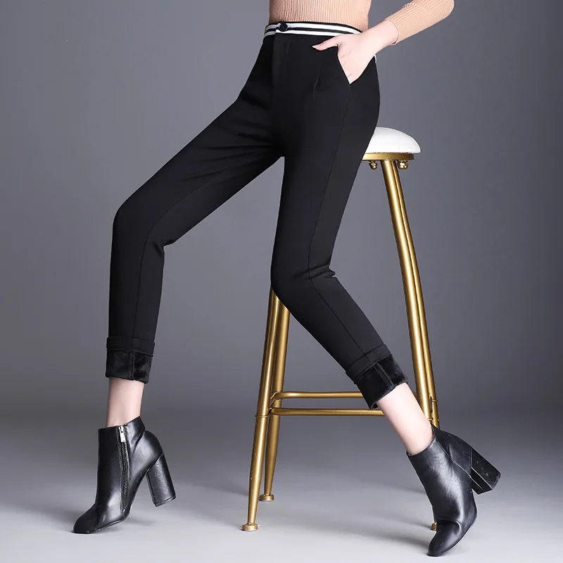 Брюки женские зимние с завышенной талией офисные штаны для работы брюки-карандаш