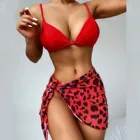 Сексуальный комплект бикини из трех предметов, женское бикини с юбкой, купальник, Леопардовый купальник, бикини, купальные костюмы, летняя пляжная одежда #1G, 2021
