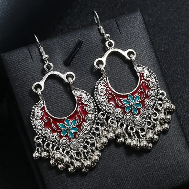 Индийские Jhumka серьги «Слоник» цыганские ювелирные изделия в стиле ретро этнические бусины в античном стиле висячие серьги с кисточками для женщин богемный подарок
