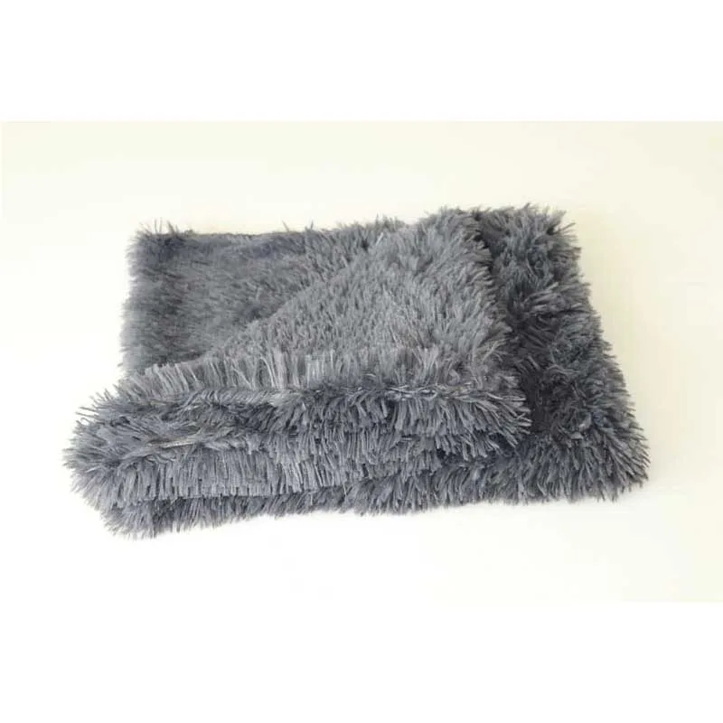dark grey Мягкий плюшевый дышащий коврик для кровати для собак и кошек, зимний теплый спальный чехол для домашних животных, товары для собак и кошек - Цвет: dark grey