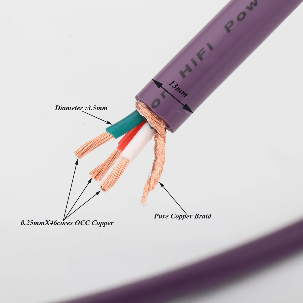 Preffair D507 OCC Conductor Power Cable with Rhodium plated US Connector AC Cable+fingure 8 IEC connector | Электроника