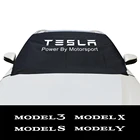 Солнцезащитный козырек для переднего стекла автомобиля, зимнее ветровое стекло, снежный блок, солнцезащитный козырек для Tesla Model 3 S X Y P100D, аксессуары для защиты автомобиля с логотипом