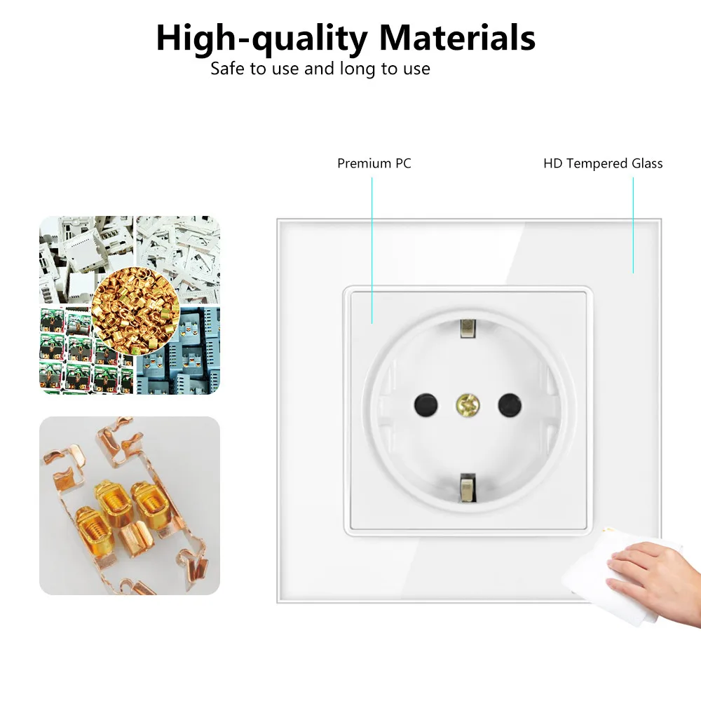 Штепсельная розетка SMATRUL настенная европейского стандарта заземленная