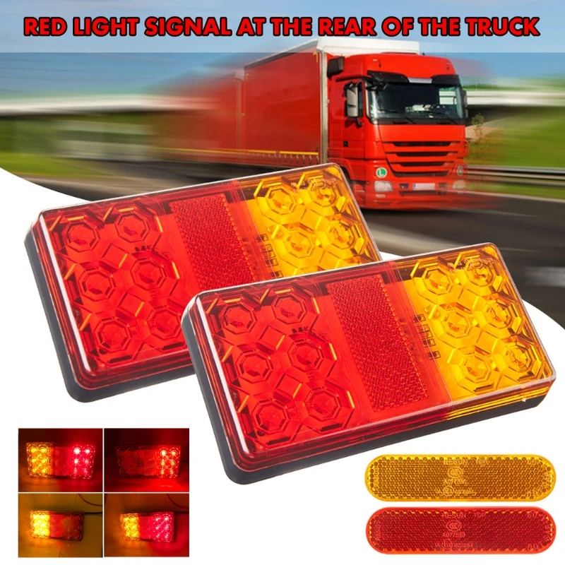 

4pcs/set Truck Tail Lights12 LED Stop Rear Tail Brake Reversing Turn Indiactor ATV Car Truck Trailer Taillight with Mark J60F