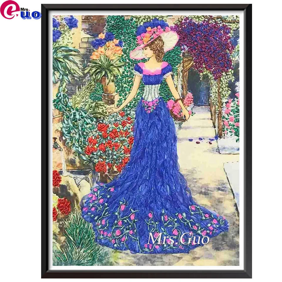 Алмазная живопись 5d &quotсделай сам&quot Элегантное синее длинное платье женское