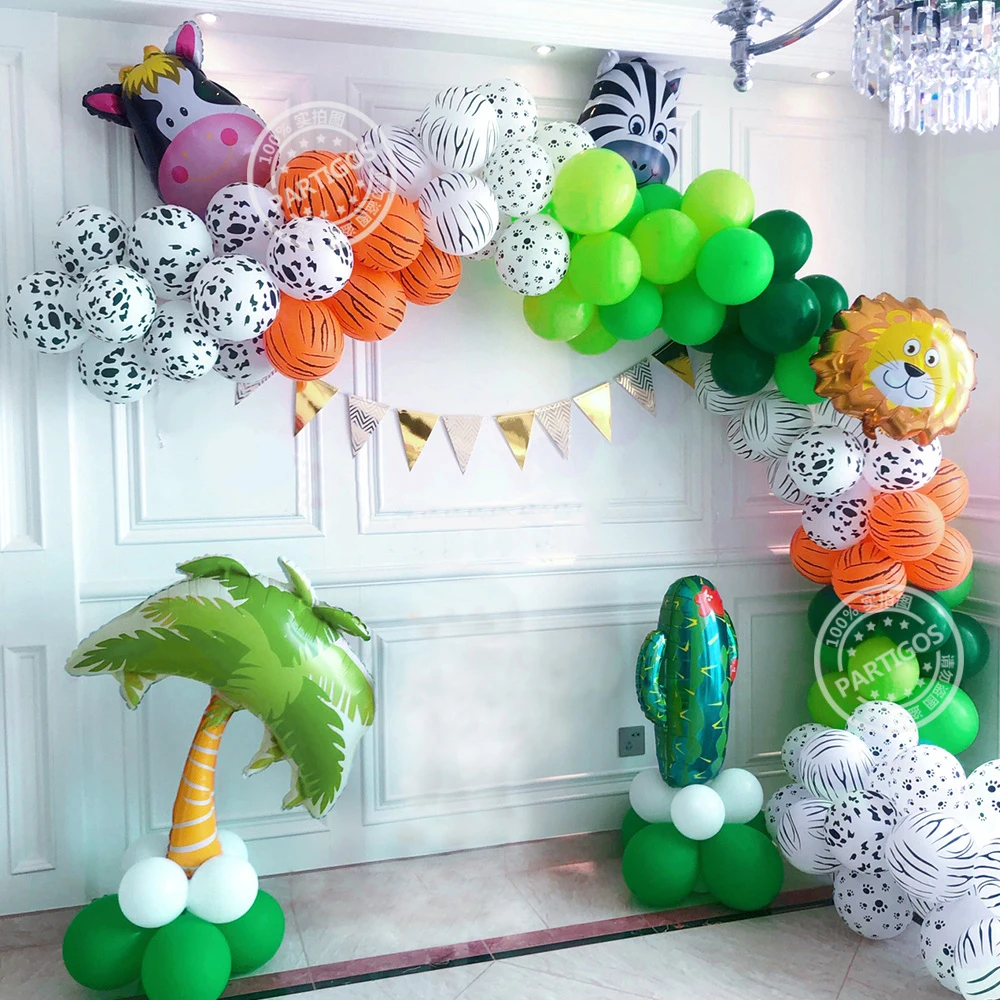 120 шт воздушные шарики в виде животных комплект гирлянды Лев корова Зебра кактус
