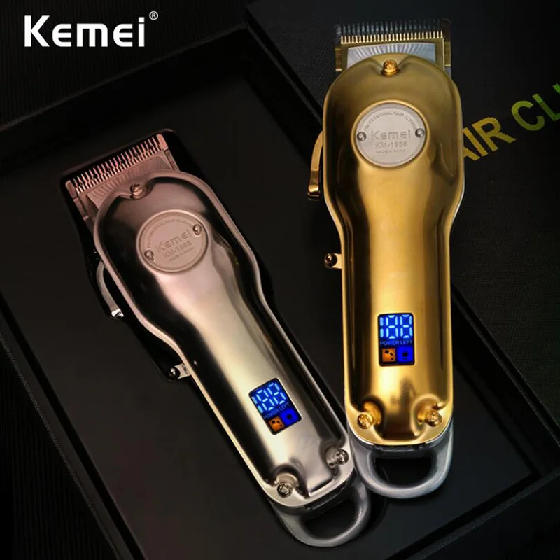 

Машинка для стрижки волос Kemei KM-1986 электрическая для мужчин, профессиональный триммер для волос с индикатором мощности, аккумуляторная маши...
