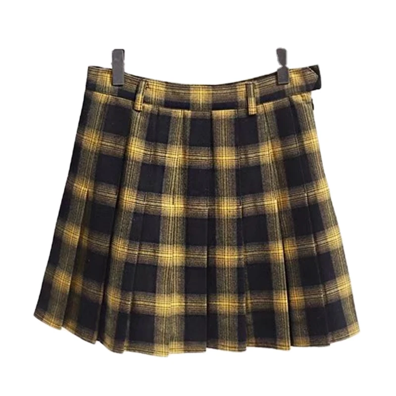 

Women Fashion Plaid Skirts Cute Lattice Pleated Spring Summer Harajuku Punk Style High Waist Female Short