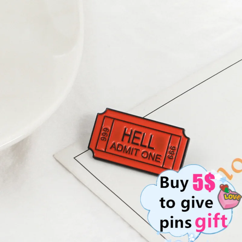 Индивидуальная эмалированная брошь в виде билета ад значок 666 для джинсов