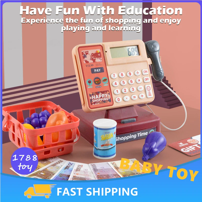 

Детский пазл, игрушка для дома, игрушка для девочек, имитация супермаркета, кассовый аппарат, электрический калькулятор, Многофункциональн...