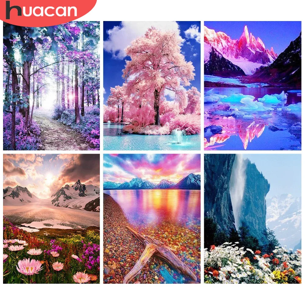 HUACAN алмазная живопись пейзаж Алмазная Вышивка Полный Круглый Diy набор дрель