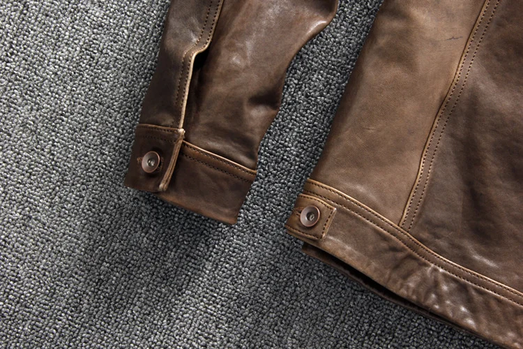 Мужская винтажная байкерская куртка из натуральной овечьей кожи | одежда