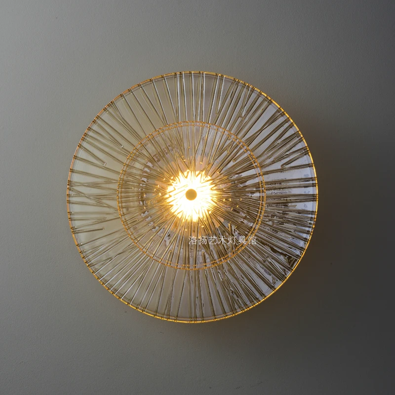 

Modern creative living room background wall glass wall lamp designer personality simple bedroom study light luxury wall lamp