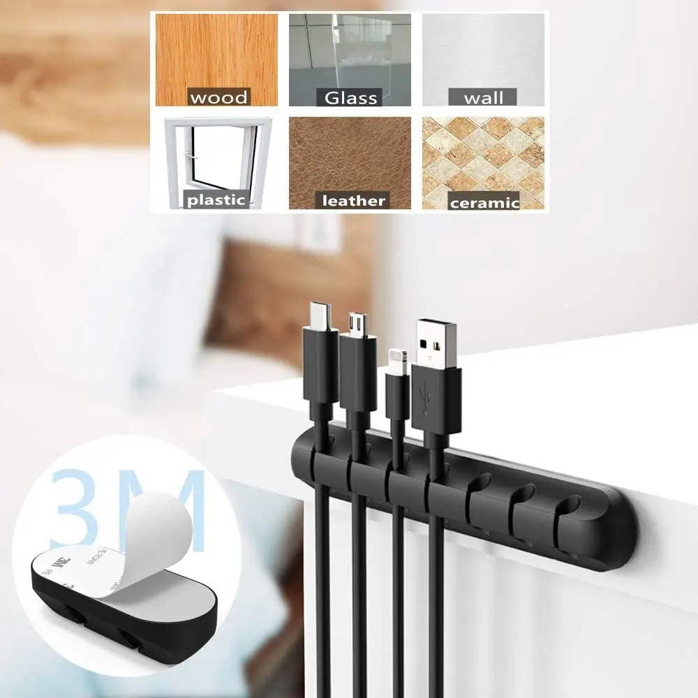 Держатель кабеля зажимы органайзер проводов для силиконовые сматывания USB