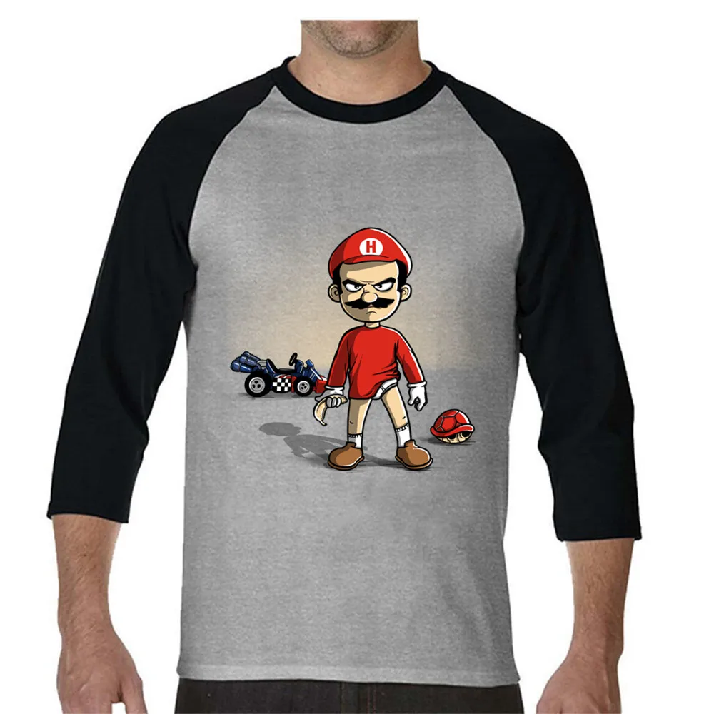 Мужская футболка для футбола Off White Gym Couture в стиле хип хоп Super Mario Breaking Kart с рукавом