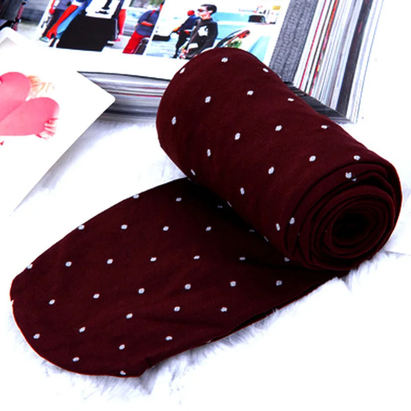 Red Wine FENNASI 120D женские колготки с принтом, большие размеры, Колготки в горошек, тонкие, высокая талия, сексуальные женские колготки, женские черные колготки - Цвет: Red Wine