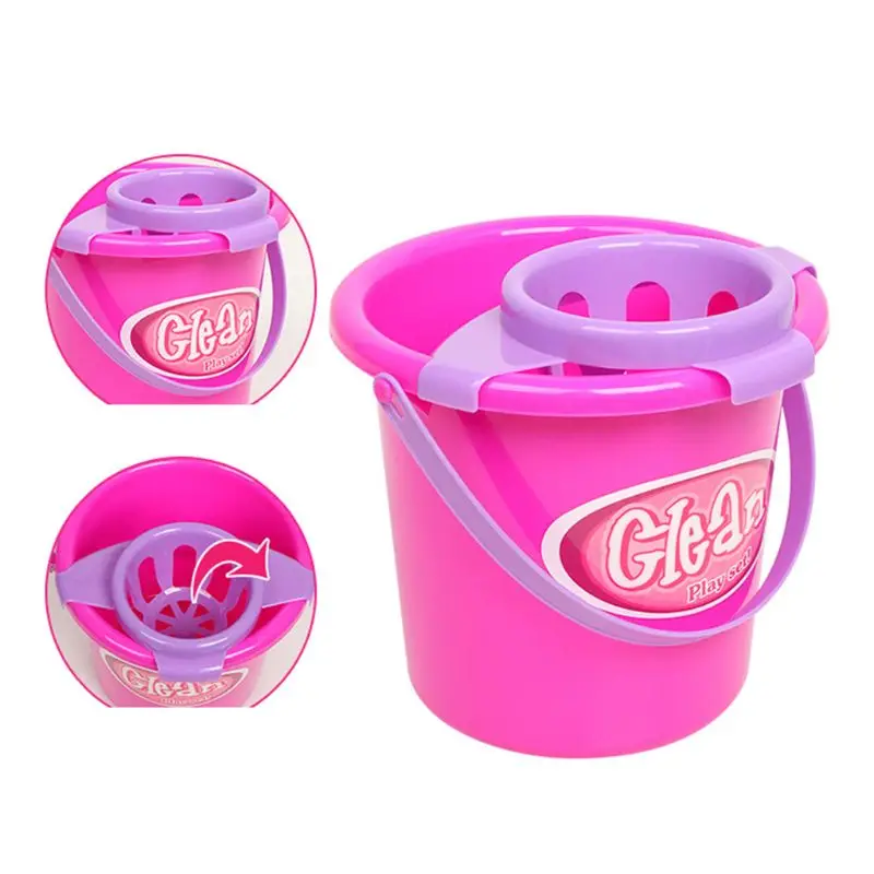 

2021 New Cleaning Play Set Kids Role Play 6 Piece Broom Mop Bucket Dustpan