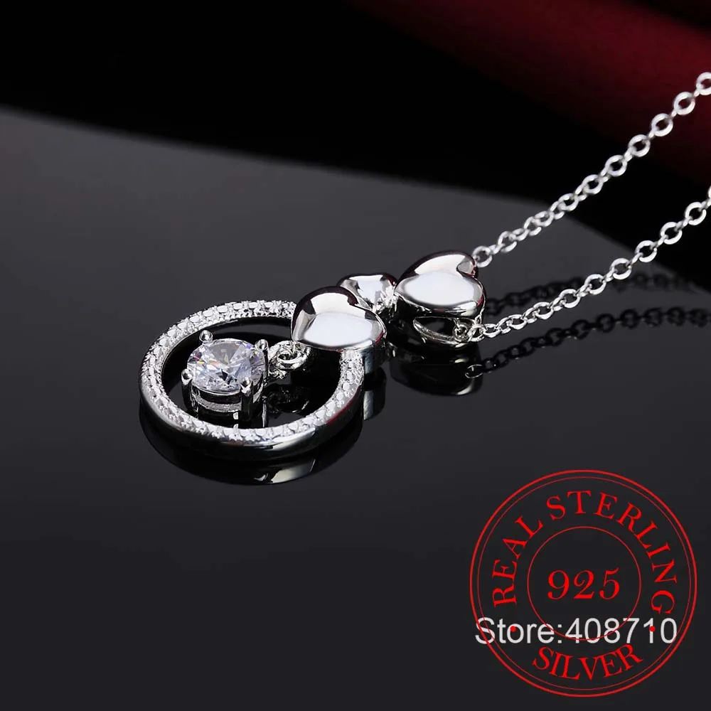 Женское Ожерелье с кулоном из серебра 925 пробы модное колье сердцем | Украшения и