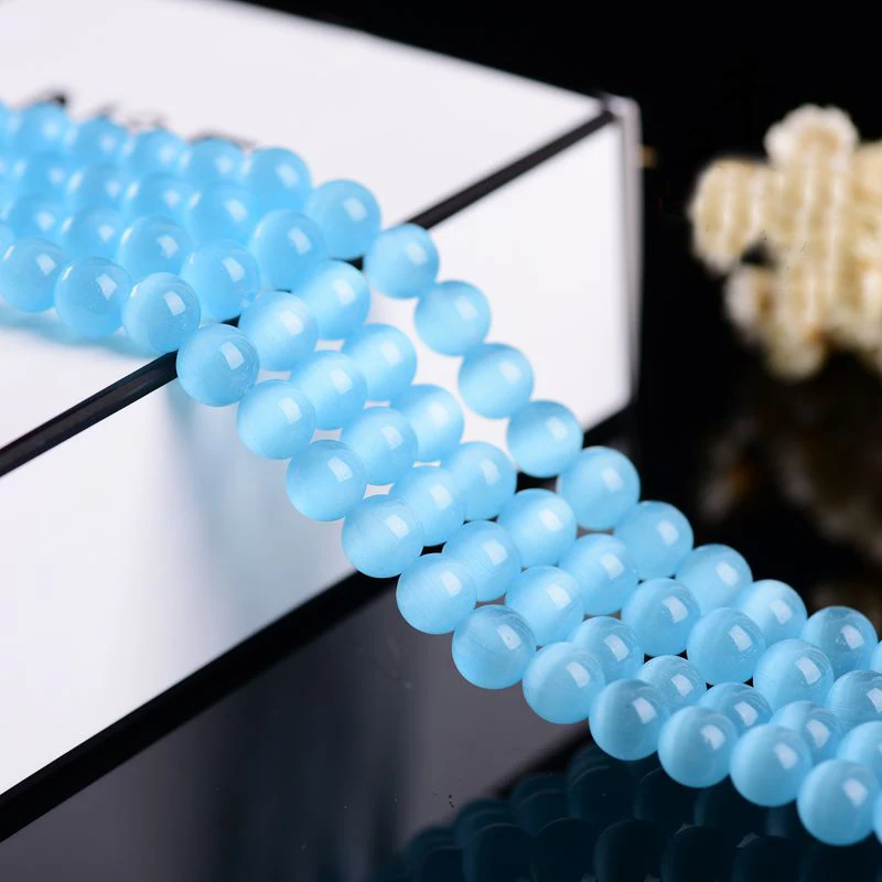 Женские круглые бусины с опалом SAEN стеклянные кошачий глаз 4/6/8/10/12 мм для