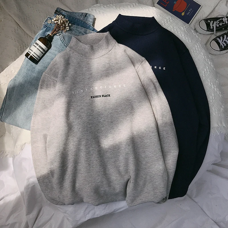 Мужской теплый пуловер в Корейском стиле повседневный приталенный свитер