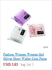 Transparent ID Card Holder PVC Folding Short Wallet Fashion Women Girl Glitter Business Cards Case Purse with Lanyard Sum
