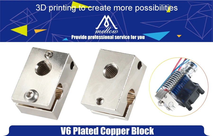Mellow высокое качество CNC цельнометаллический двойной экструзионный V6 медный нагреватель Блок для PT100 J-head 3d принтер E3d v6 Hotend