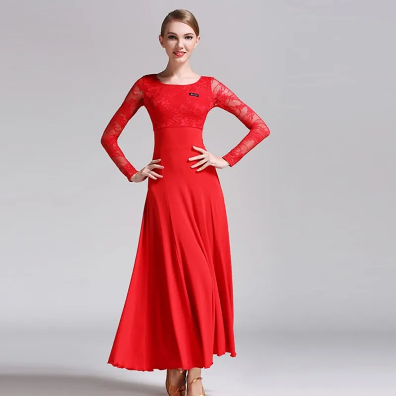 

Ballroom Dance Dress Women Ballroom Ccostumes Standard Social Dress Flamenco Costumes Spanish Dress Lace Splicing Dance Wear