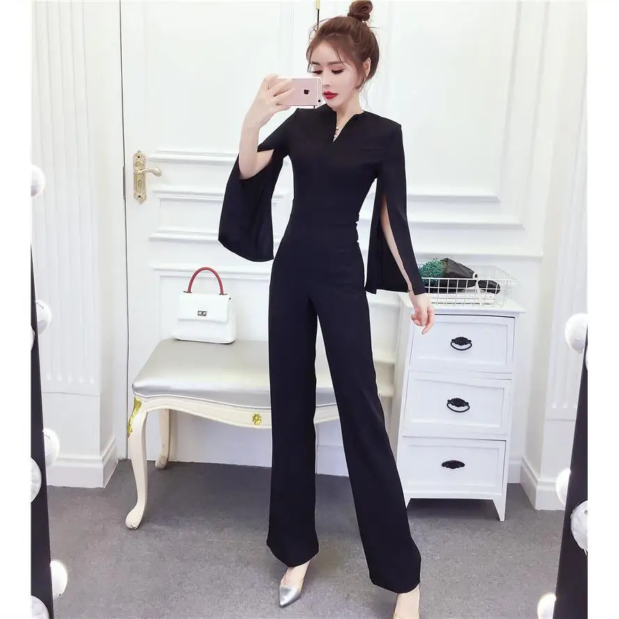

Women 2021 Summer Fashion Elegant Long Jumpsuit Female Casual Romper Office Lady Elegant Jumpsuit Short Sleeve Jumpsuits U104