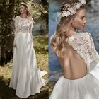 Кружевное шифоновое свадебное платье в стиле бохо, с длинным рукавом и открытой спиной, 2020