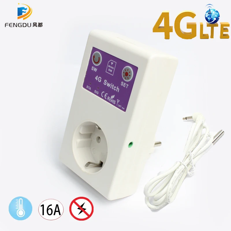 

Смарт-выключатель, 16 А, GSM, 4G, контроль температуры